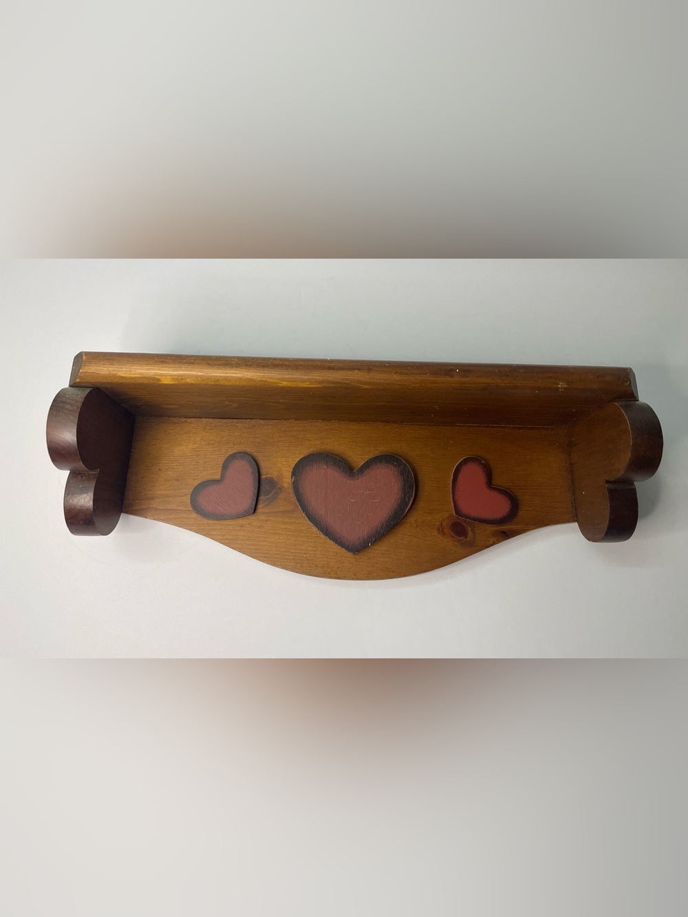 Handmade Red Heart Wooden Wall Shelf Vintage Cottagecore